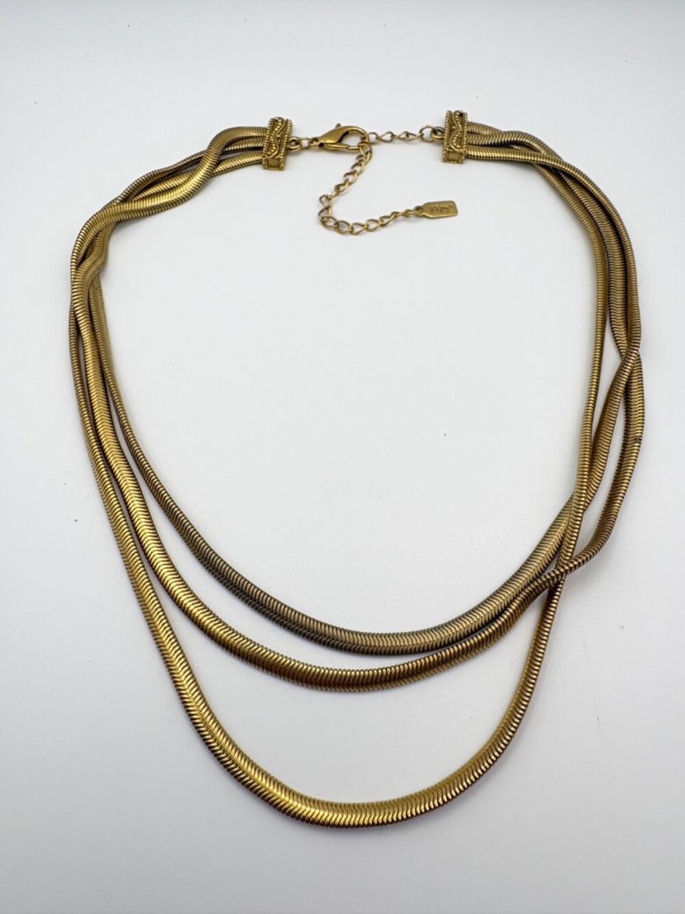 1928 Jewelry Vintage Gold Tone Multi Strand Snake Chain Layered Statement